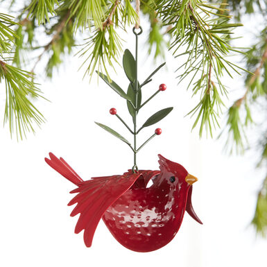 Red Metal Cardinal Ornament Red Metal Cardinal Ornament