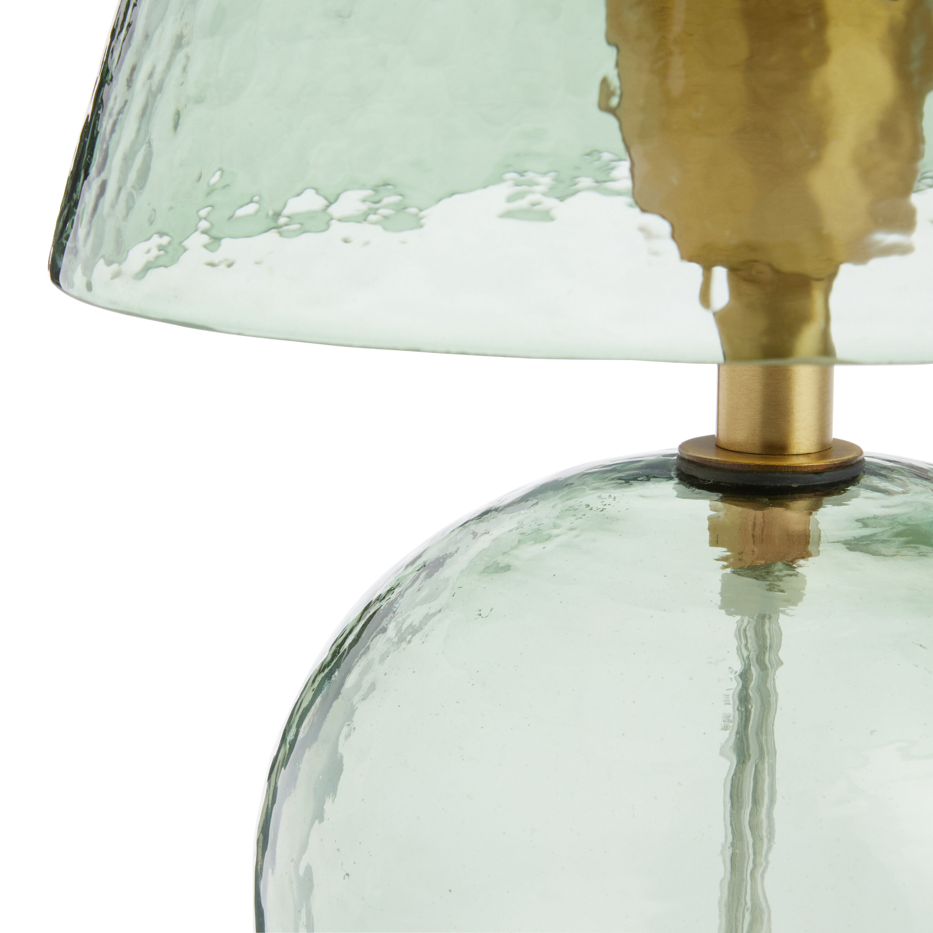 Becca Mini Green Glass and Brass Textured Table Lamp by World Market