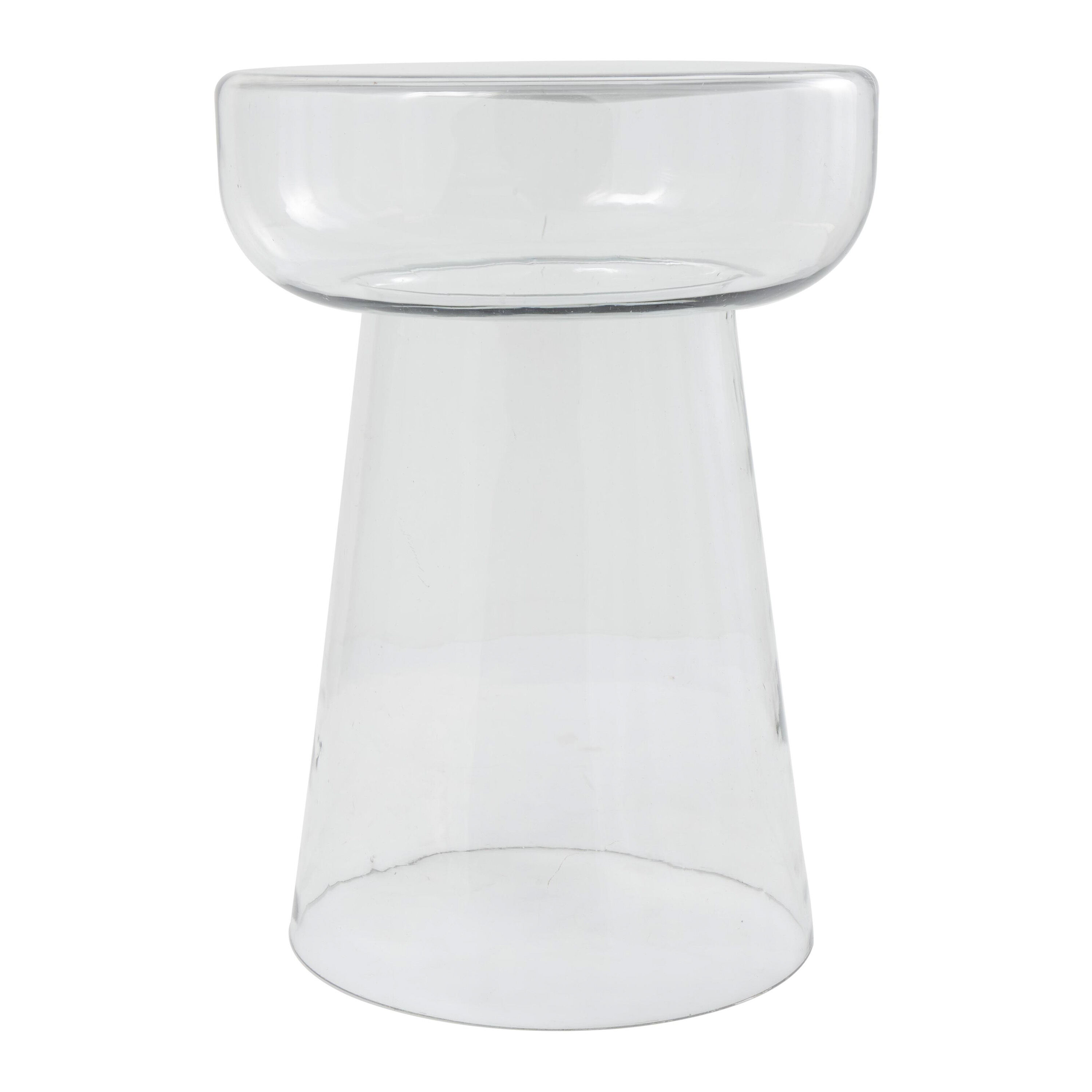 Tansy Round Clear Glass Pedestal Side Table image number 2