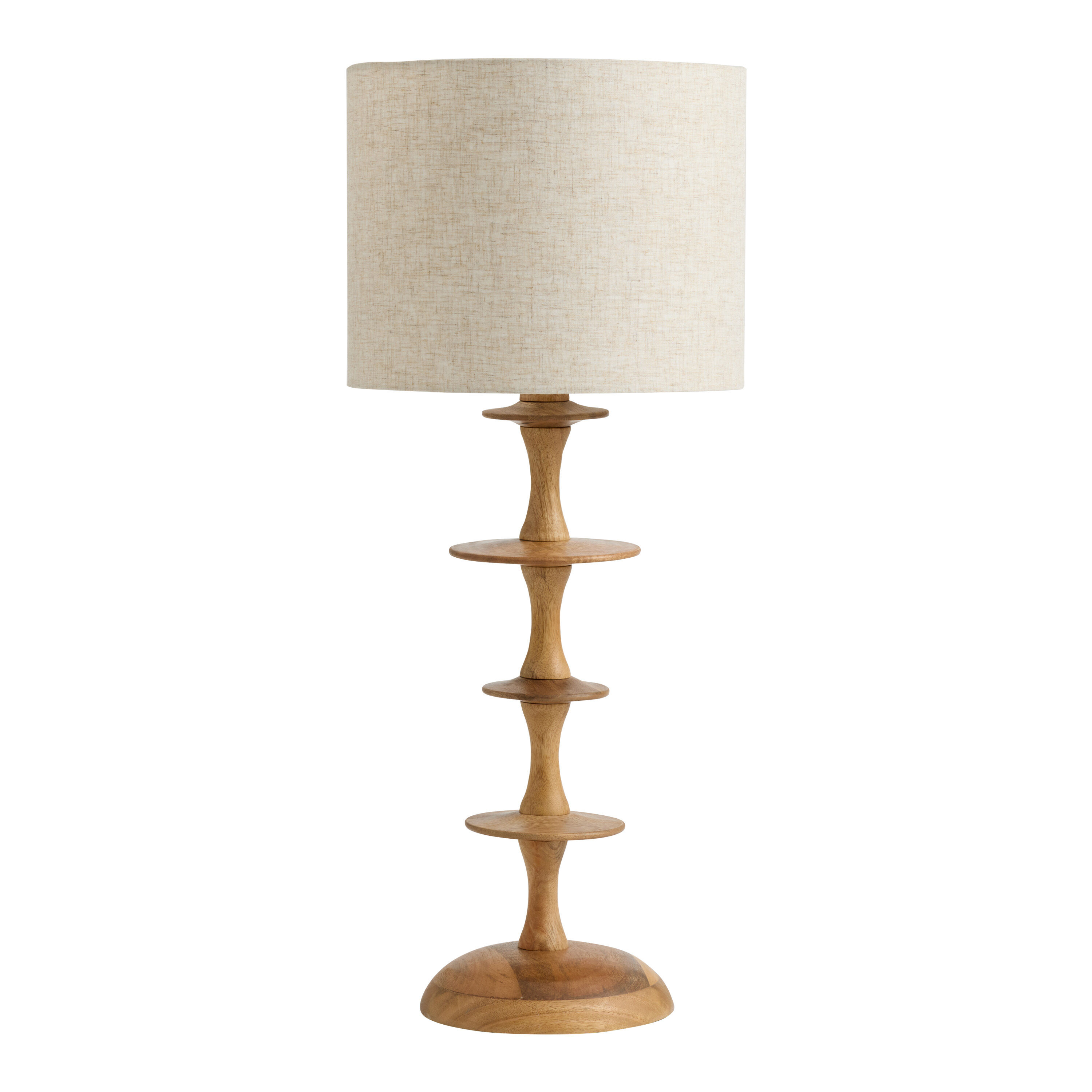 Juni Tall Natural Wood Tiered Mid Century Table Lamp