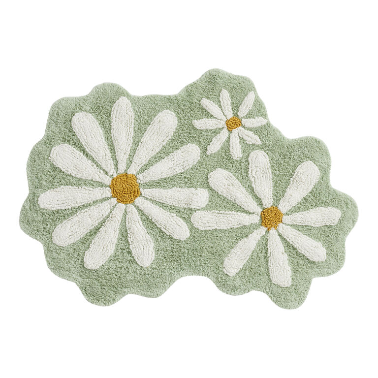 Light Sage Daisy Shaped Bath Mat image number 1