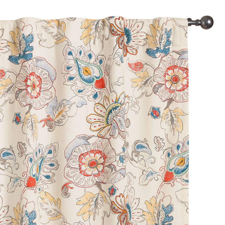 Corinne Multicolor Floral Sleeve Top Curtains Set Of 2