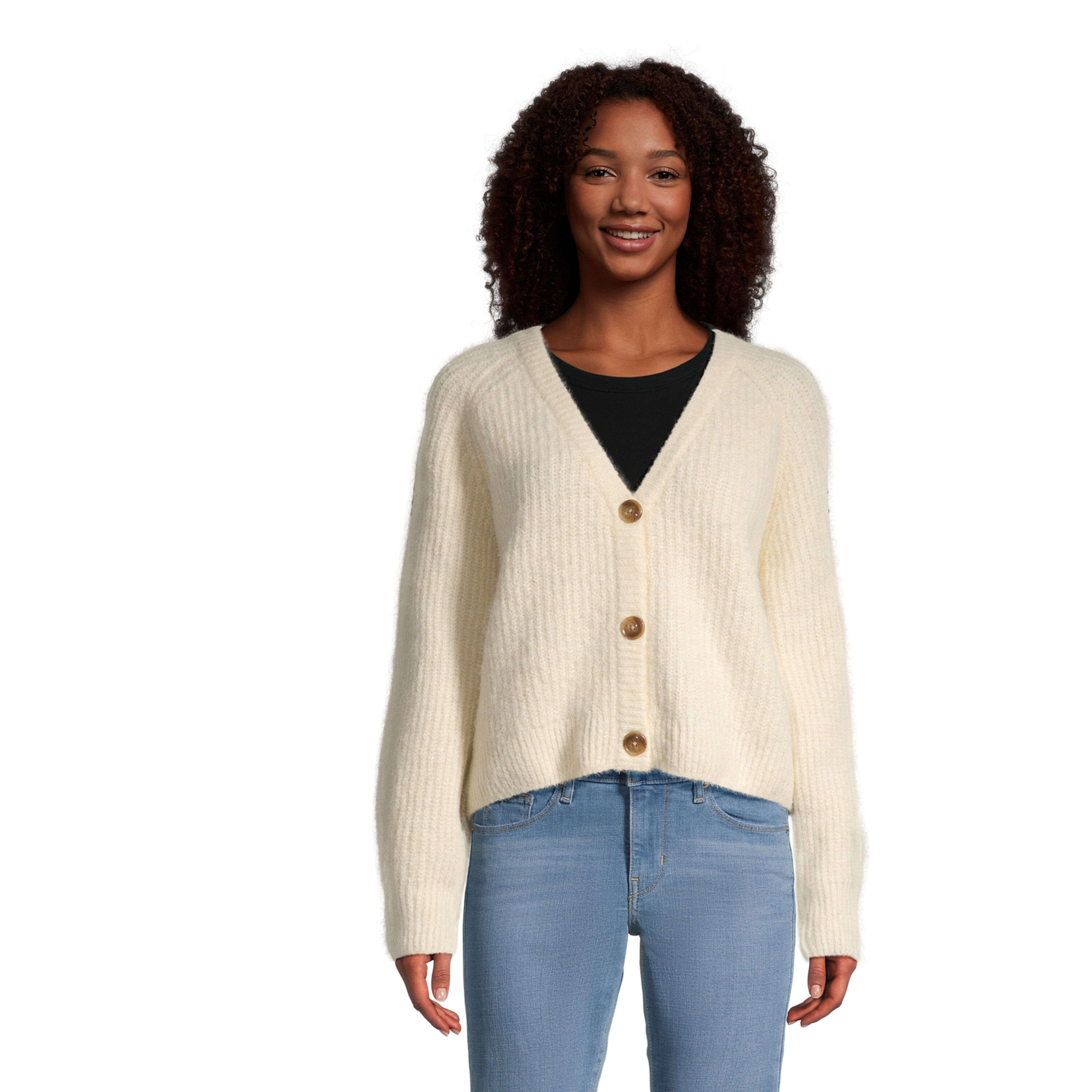 Ivory Recycled Yarn Ribbed Cardigan