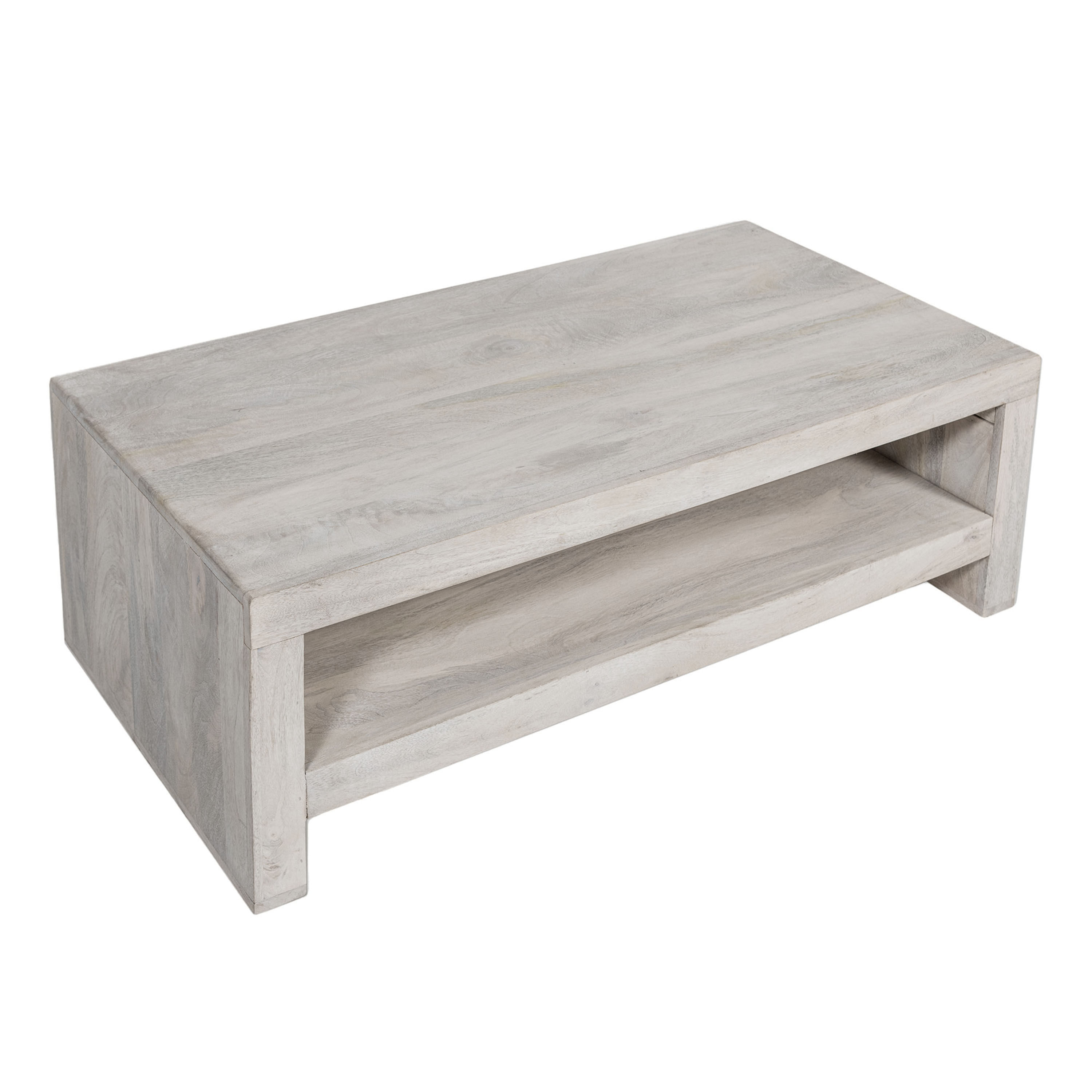 Haven Whitewash Mango Wood Coffee Table with Shelf World Market