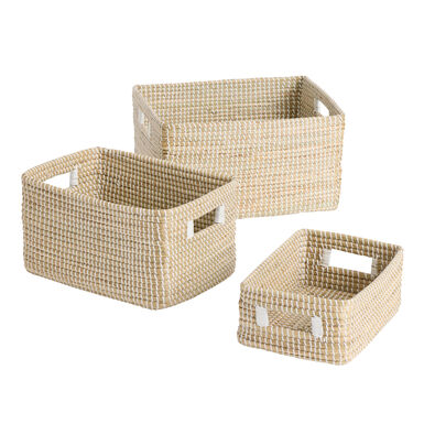 Adira White and Natural Seagrass Utility Basket Adira White and Natural Seagrass Utility Basket