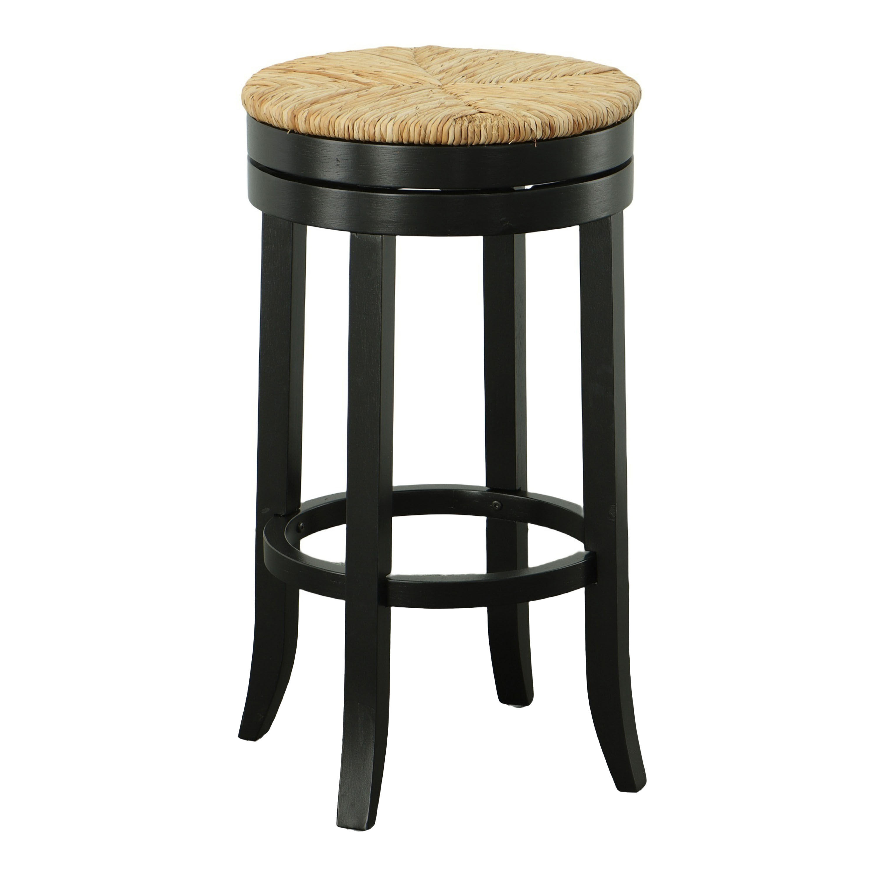 Market Round Wood and Rush Backless Swivel Barstool image number 0