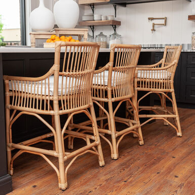 Narbonne Rattan Slat Back Upholstered Barstool Narbonne Rattan Slat Back Upholstered Barstool