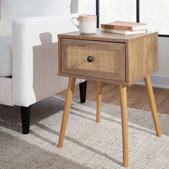 Mia Cane Front End Table with Drawer