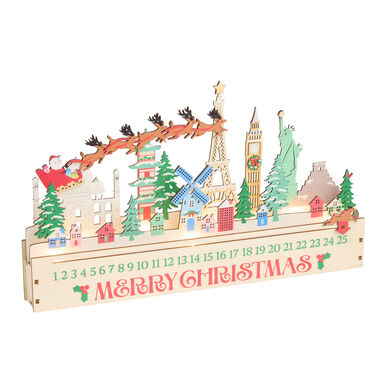 Laser Cut Wood Global Santa LED Light Up Countdown Calendar Laser Cut Wood Global Santa LED Light Up Countdown Calendar