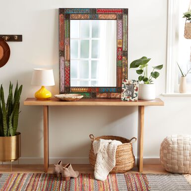 Kavana Hand Painted Metal Patchwork Wall Mirror Kavana Hand Painted Metal Patchwork Wall Mirror