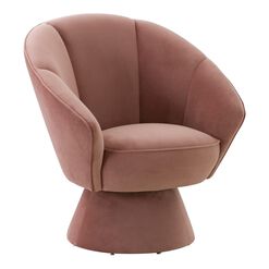Joni Velvet Channel Tufted Upholstered Swivel Chair