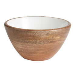 Small White Enamel Wood Bowl