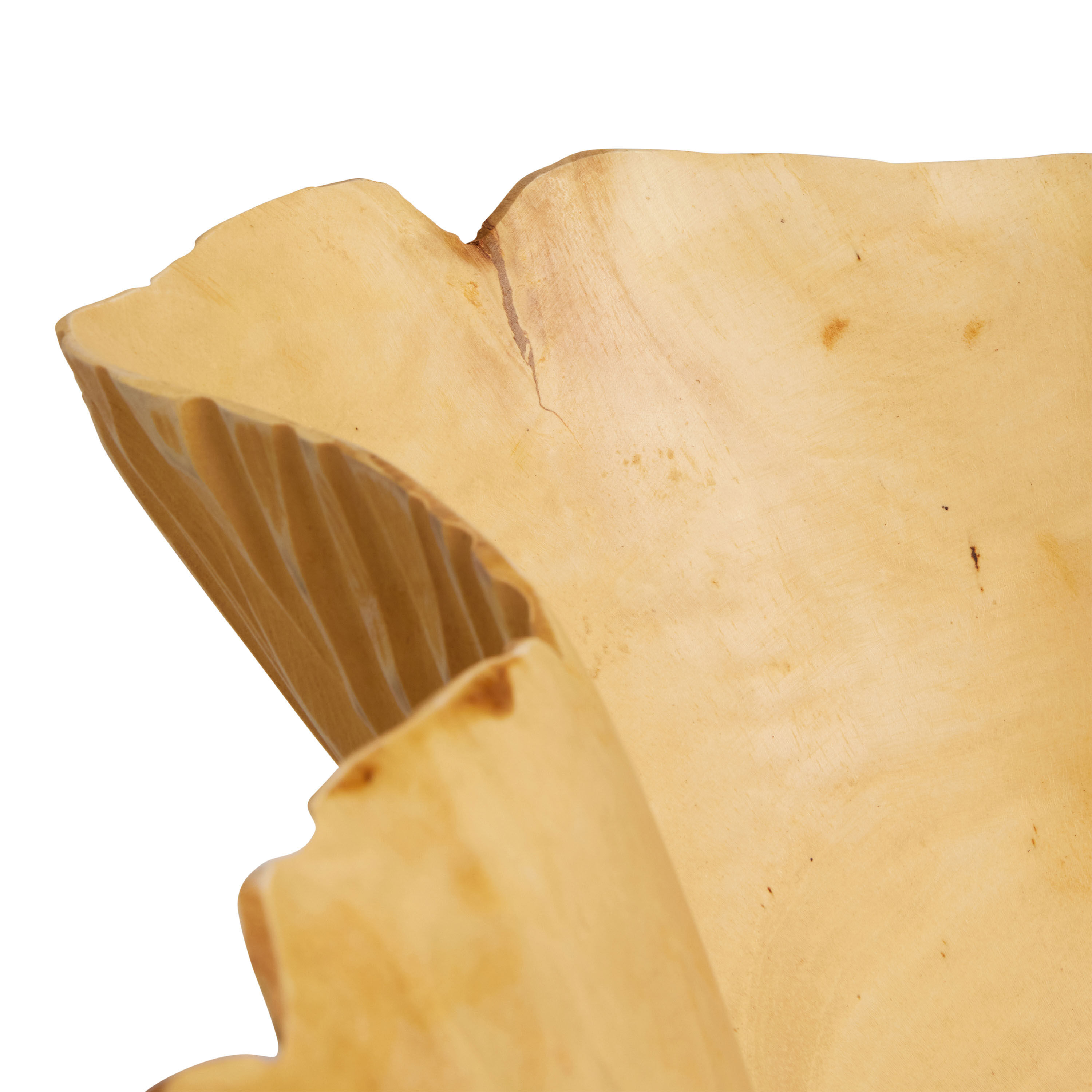 CRAFT Natural Teak Wood Ruffled Bowl image number 2