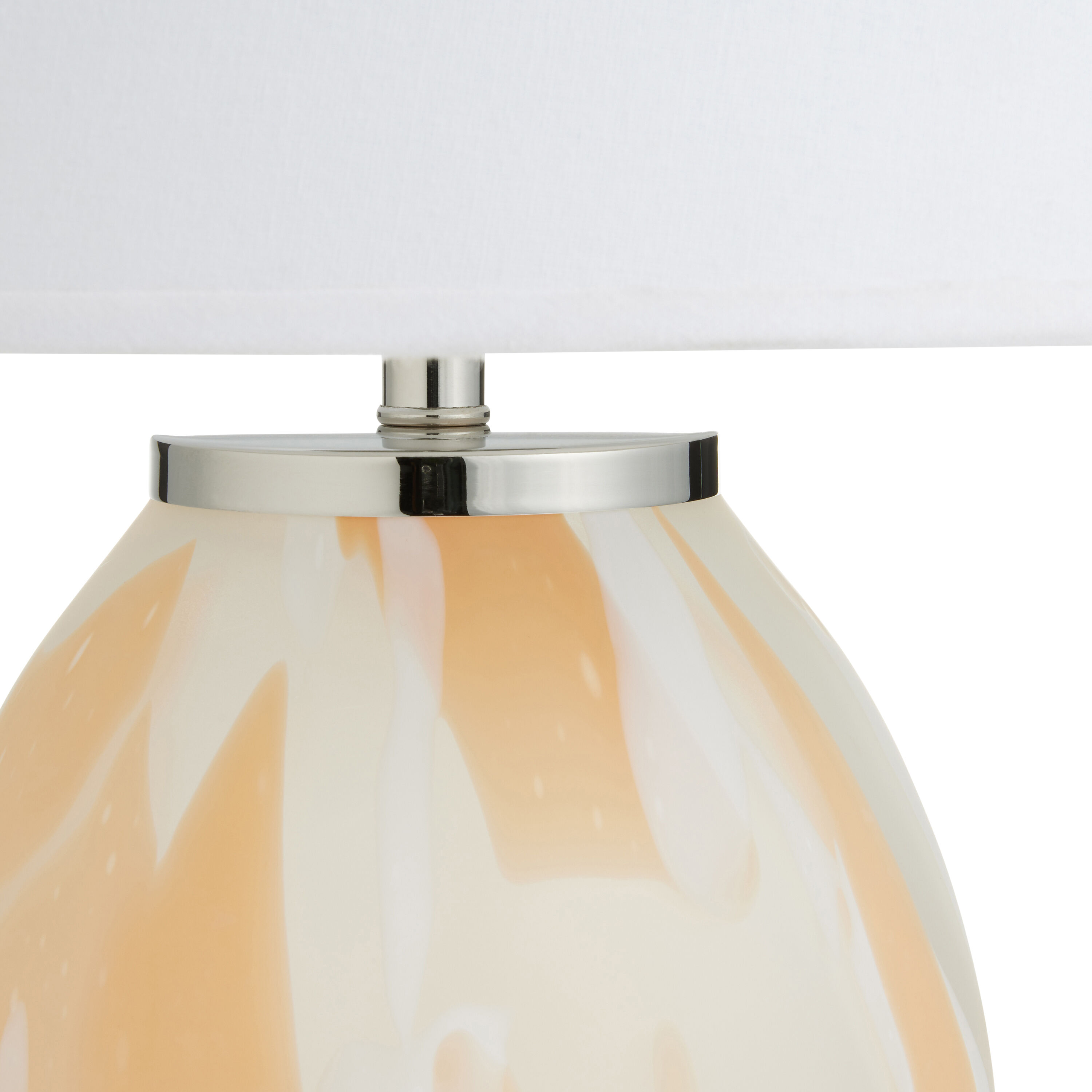 Issey Peach and White Blown Art Glass Table Lamp Base