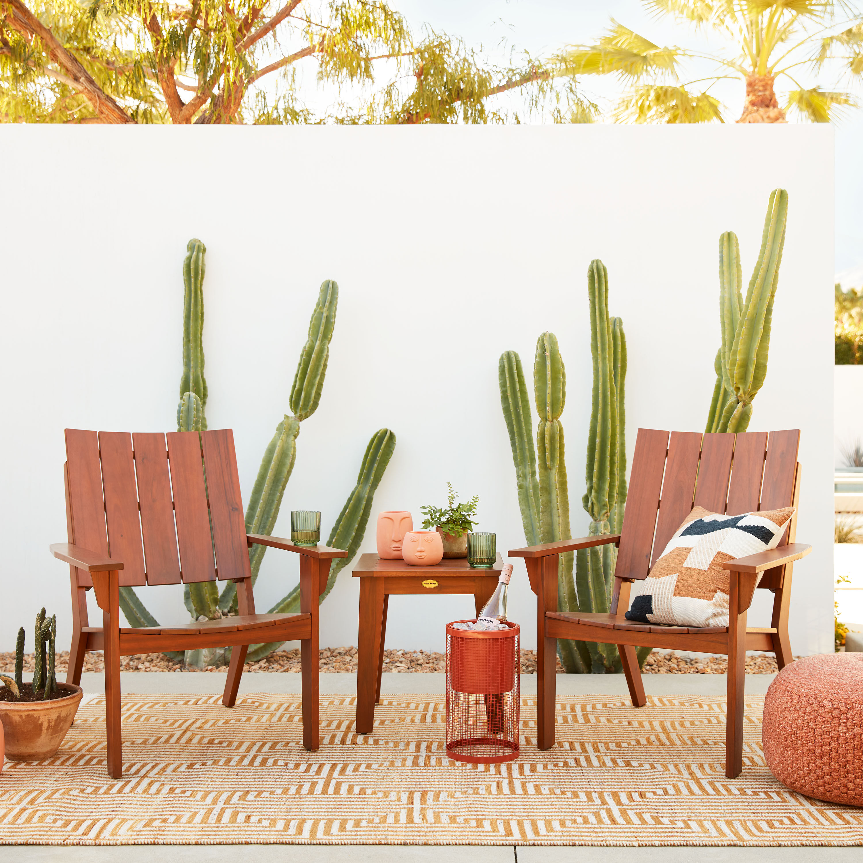 Leila Gold and Ivory Diamond Geo Recycled Indoor Outdoor Rug image number 1