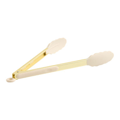 Ivory Silicone and Brushed Gold Steel Tongs Ivory Silicone and Brushed Gold Steel Tongs
