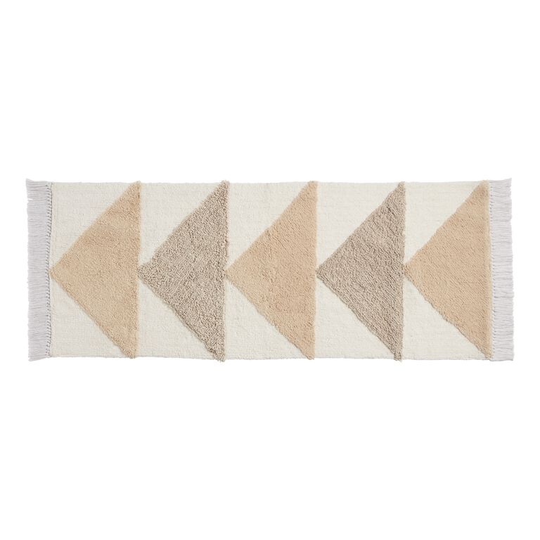 Oversized Tan and Ivory Triangle Tufted Loop Bath Mat
