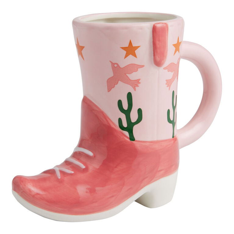 Pink Cowboy Boot Figural Ceramic Mug - World Market