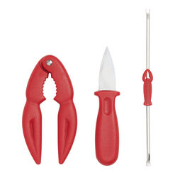 Red Stainless Steel 4 Piece Seafood Tool Set