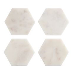 White Marble Hexagon Coasters 4 Pack