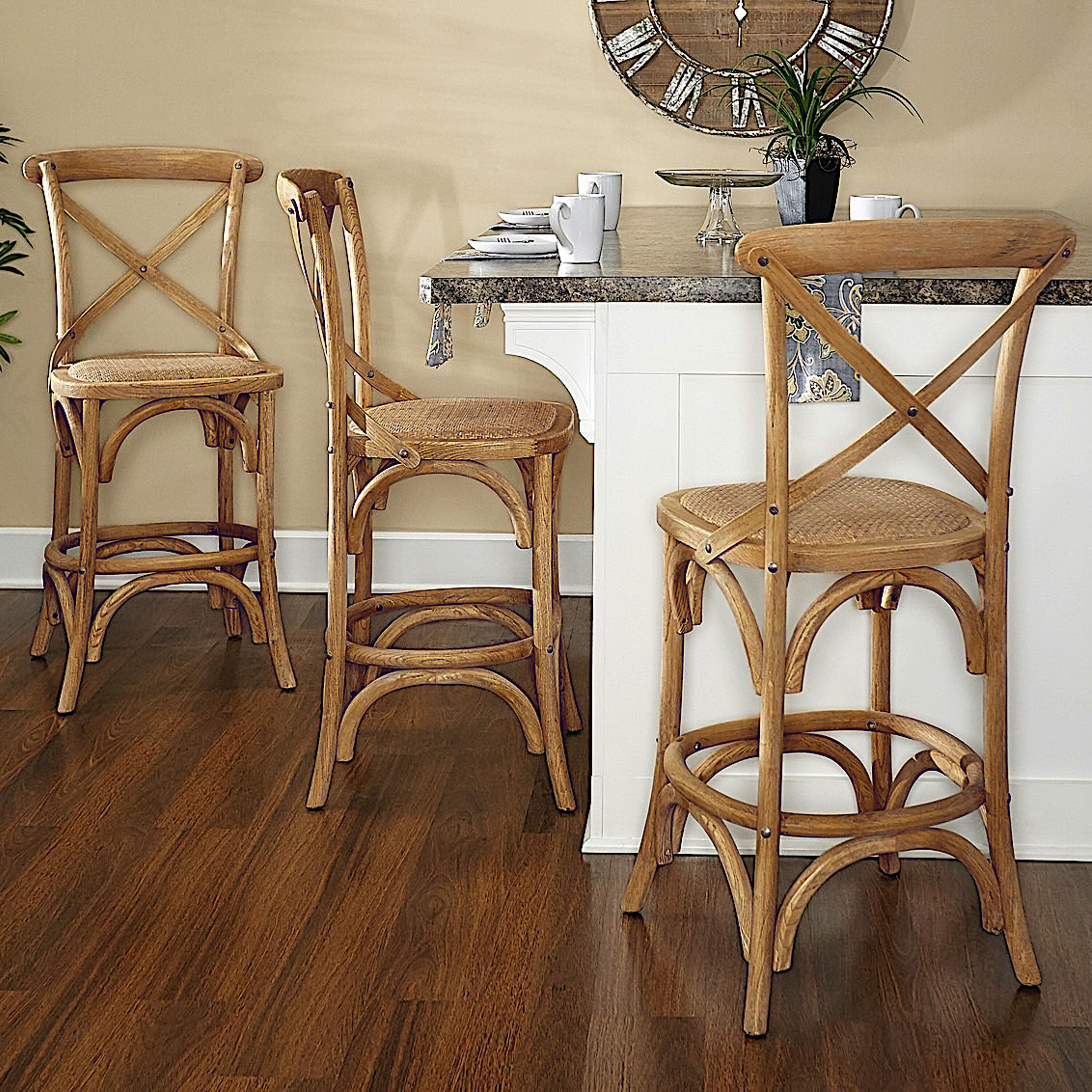 Gray wood and outlet rattan syena counter stool