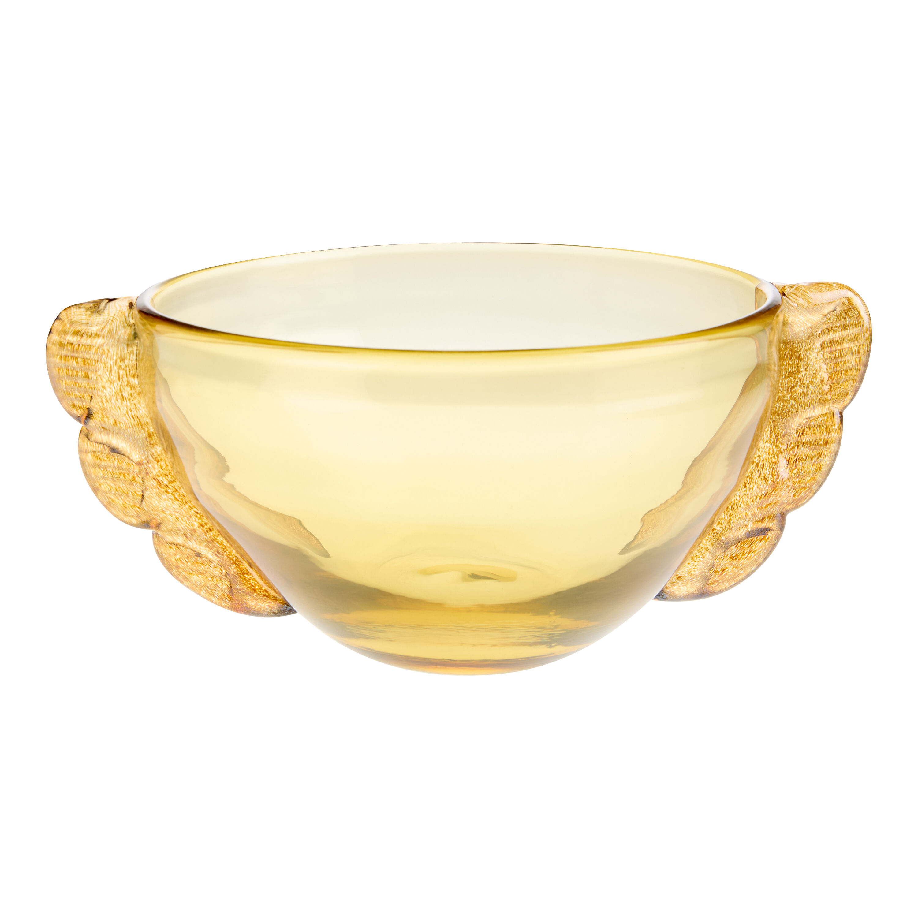 Amber Art Glass Winged Bowl Decor image number 0