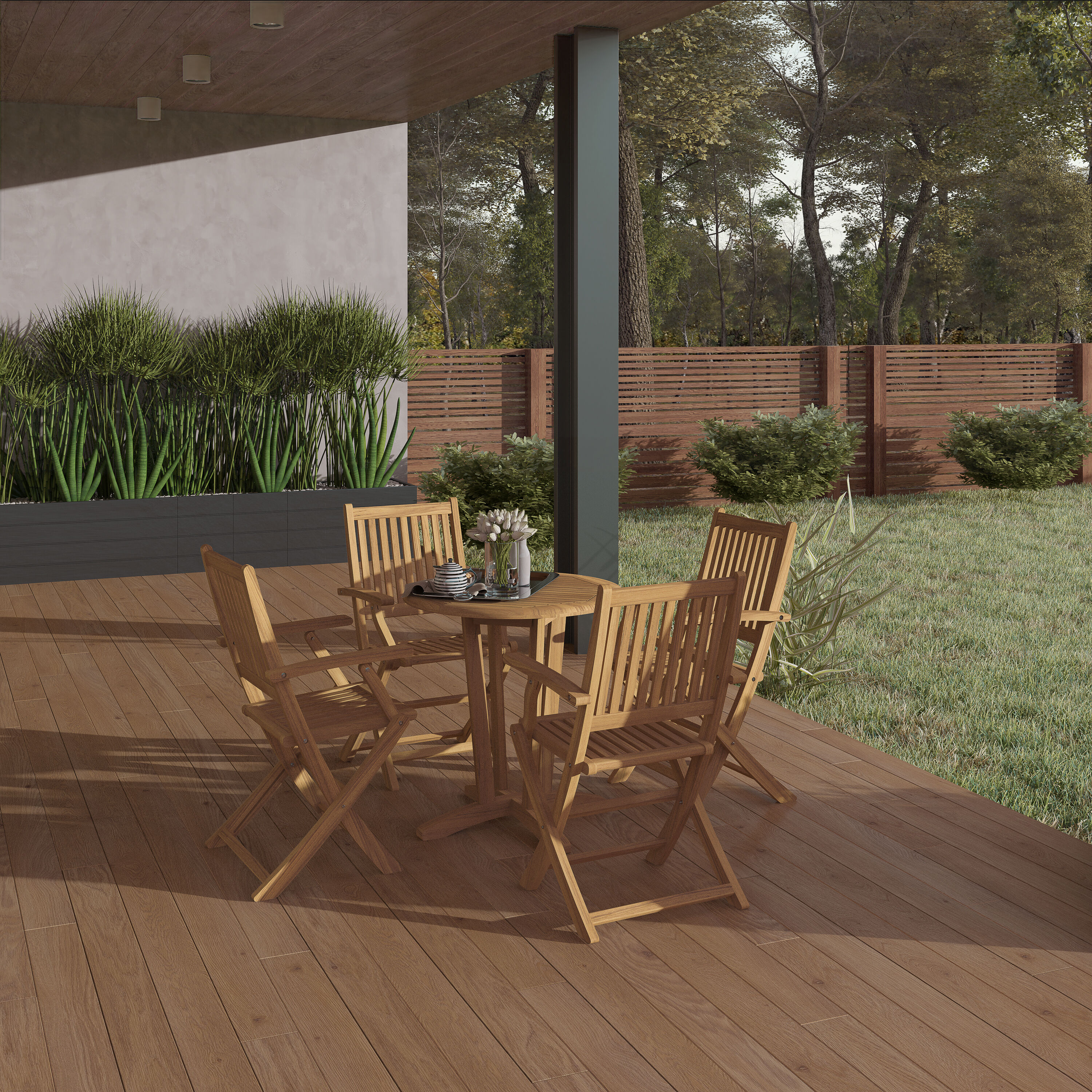 Culver Teak Wood Bistro 5 Piece Outdoor Dining Set image number 4