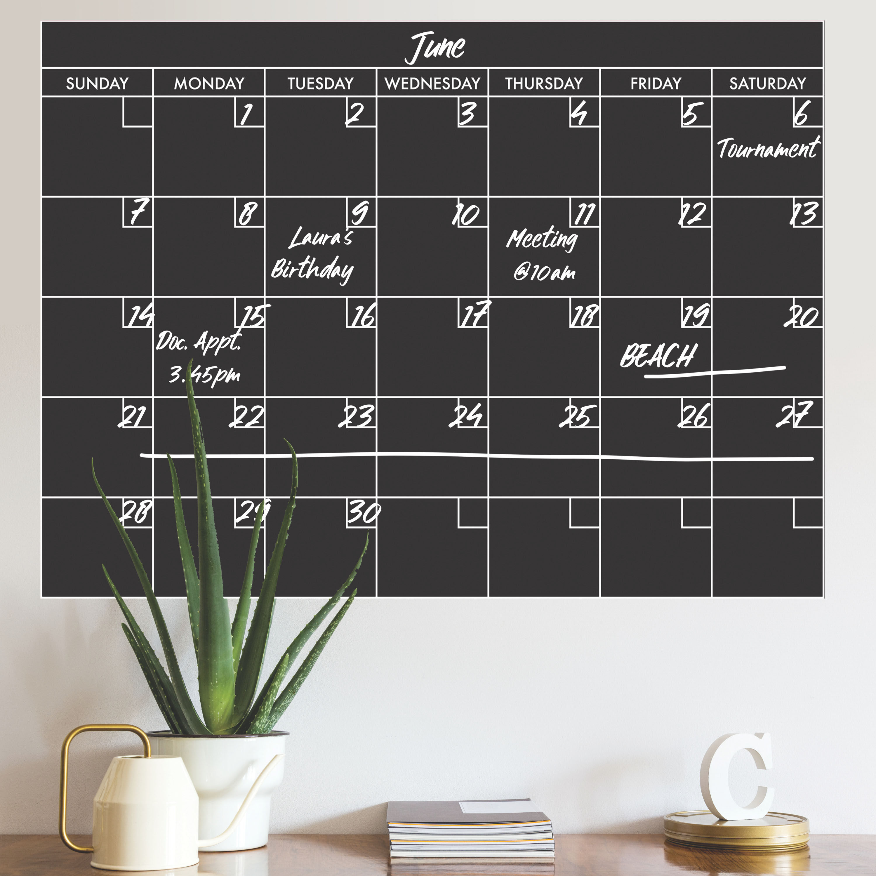 Black Chalkboard Calendar Peel and Stick Wall Decal World Market