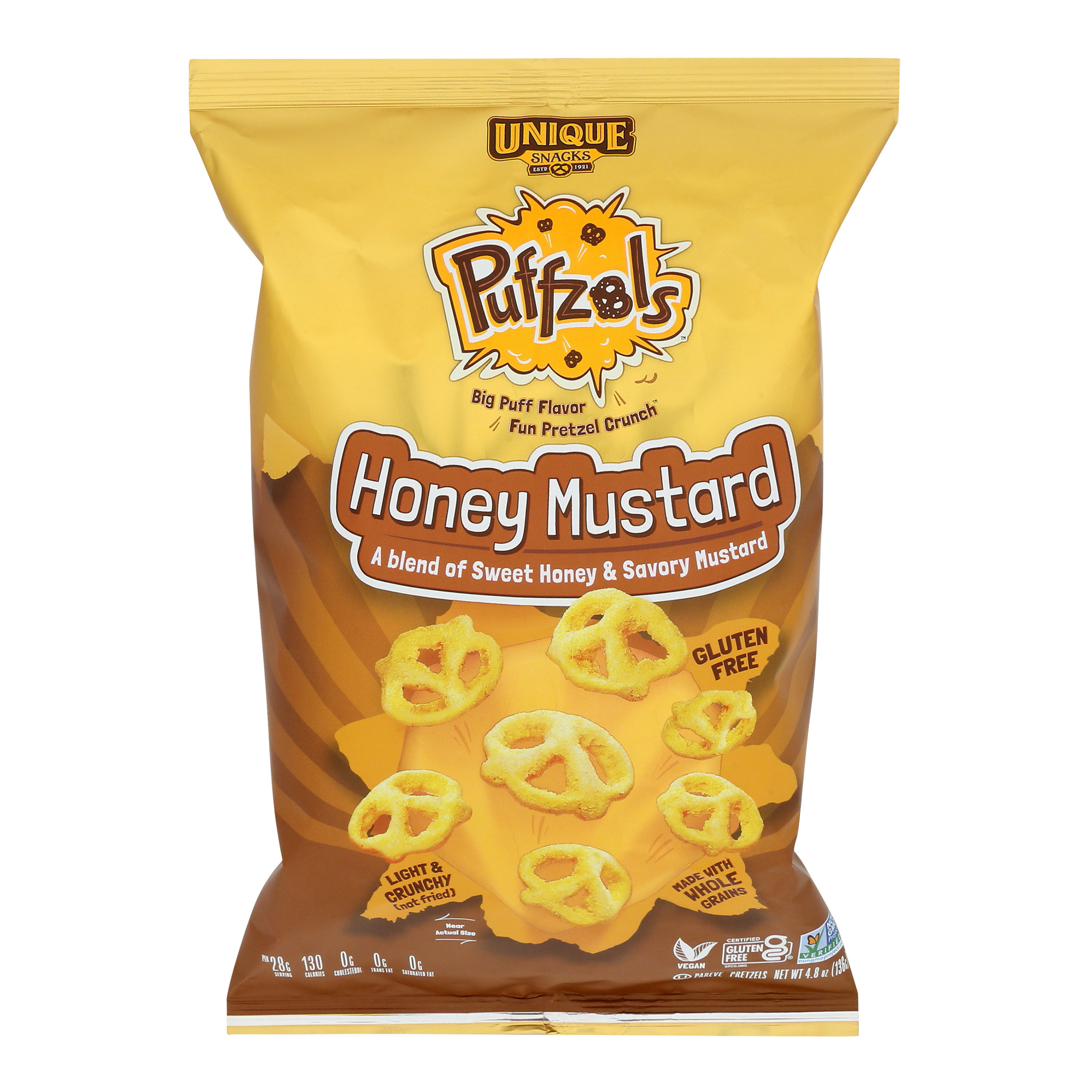Unique Snacks Honey Mustard Puffzels Corn Snacks