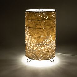 Alana White Laser Cut Fabric Cylinder Accent Lamp