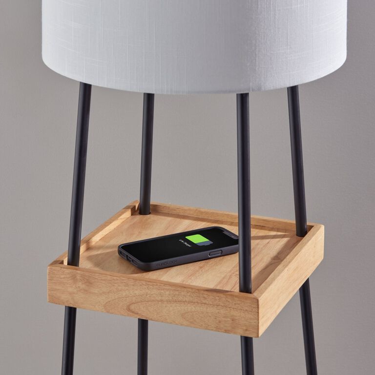 Rowland Floor Lamp With Shelves, USB and Charging Pad image number 3