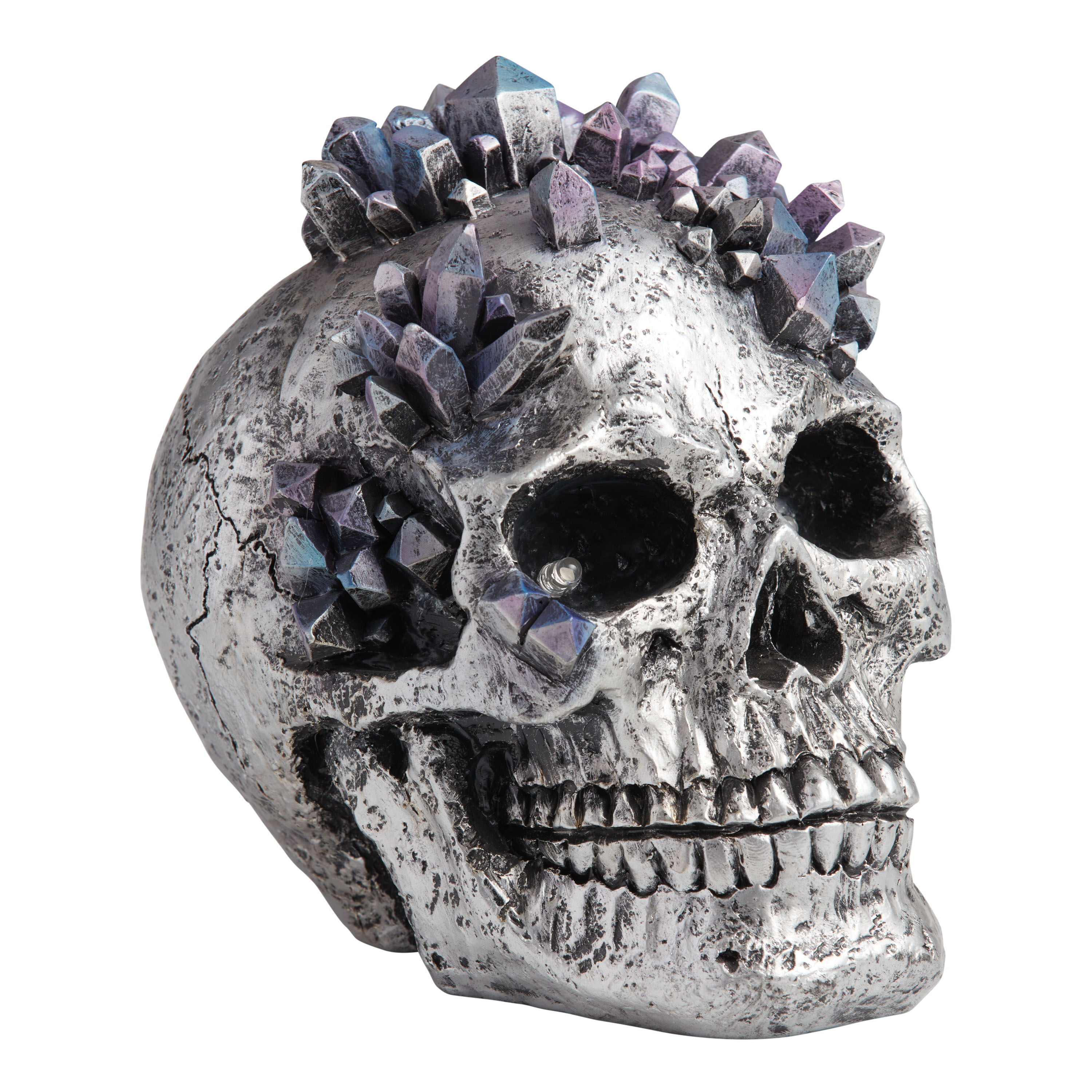 Silver Crystal Skull Halloween LED Light Up Decor image number 2