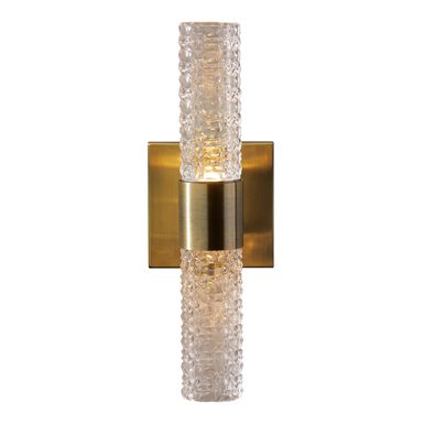 Harriet Antique Brass And Textured Glass LED Wall Sconce Harriet Antique Brass And Textured Glass LED Wall Sconce