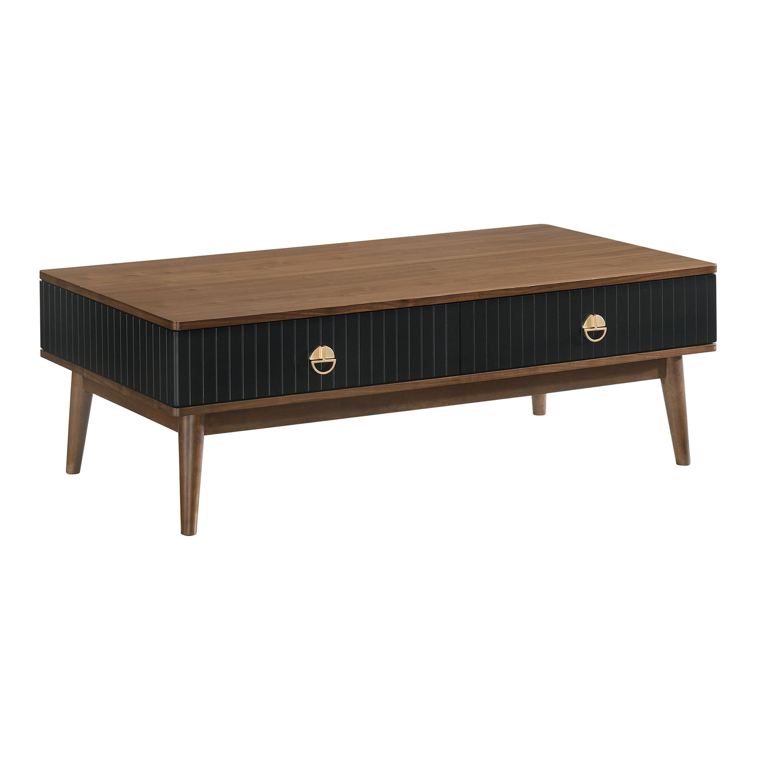 Jakob Walnut and Black Wood Coffee Table with Drawers
