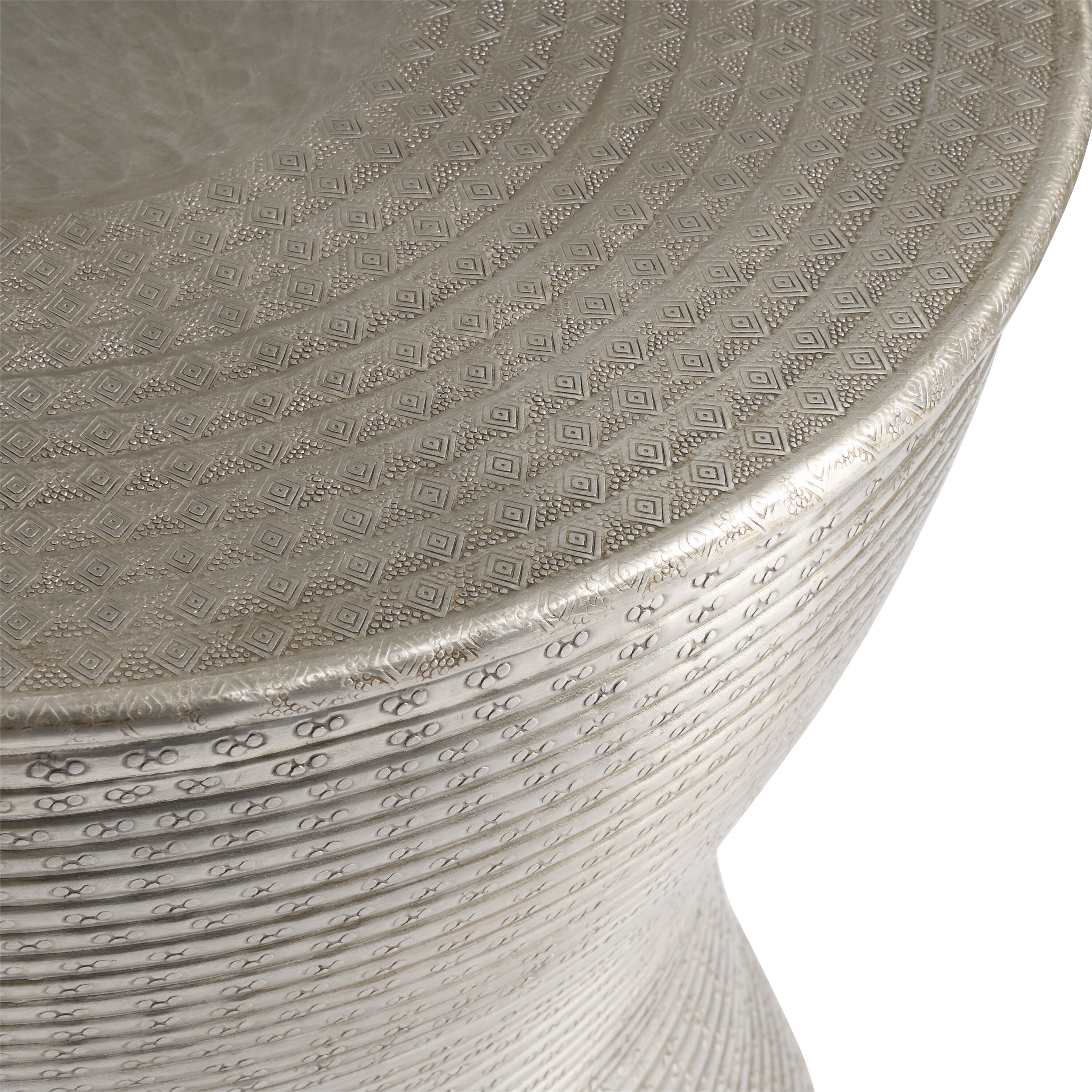 Alto Antique Pewter Hand Hammered Aluminum Drum Side Table image number 2