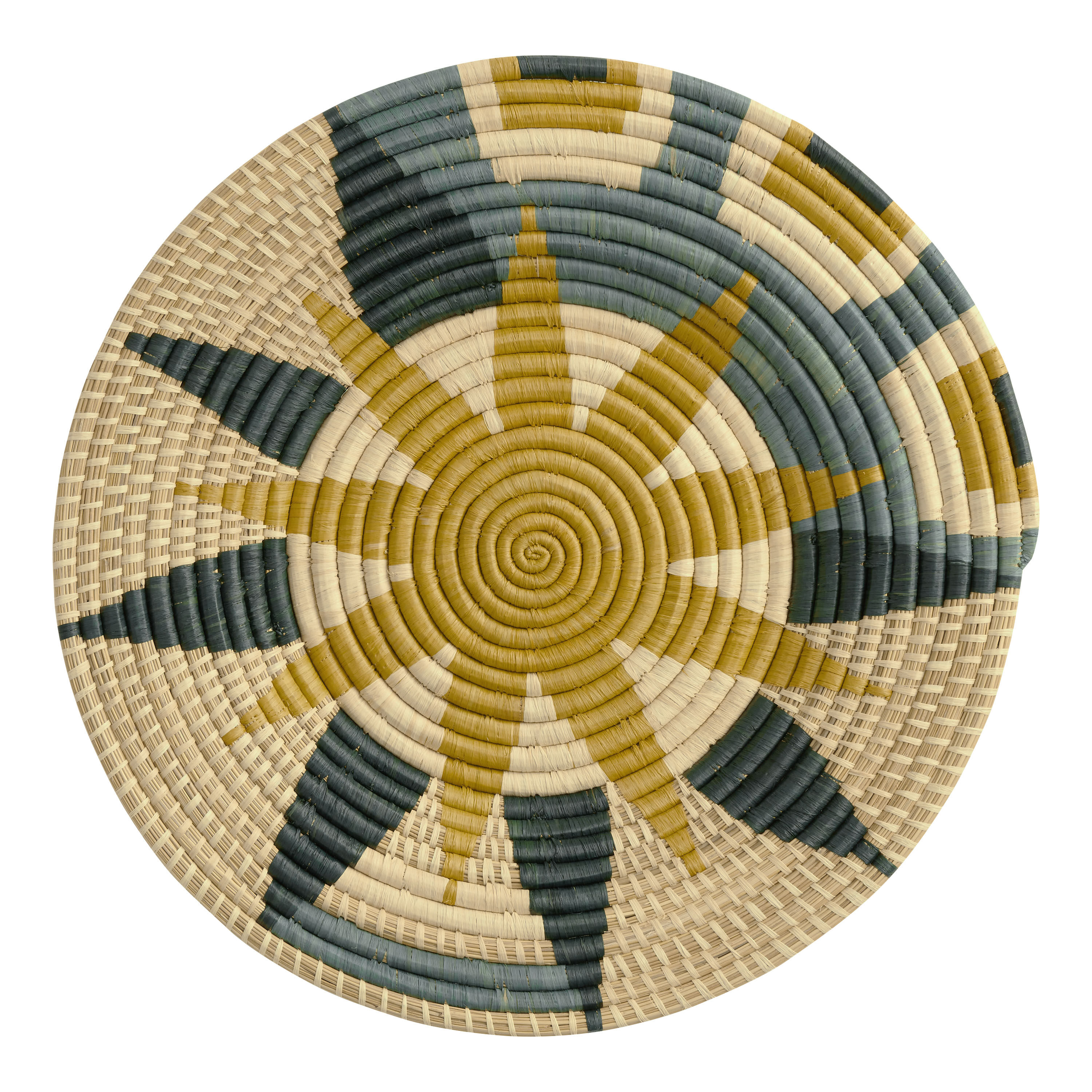 All Across Africa Green Sun Raffia Woven Disc Wall Decor