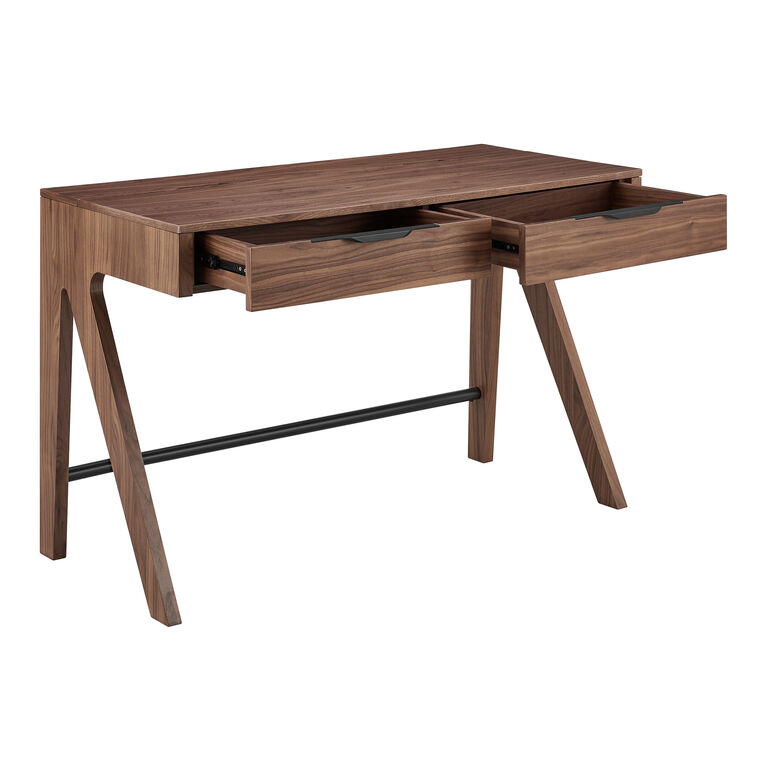 Baker Walnut Brown Wood Desk with Drawers image number 3