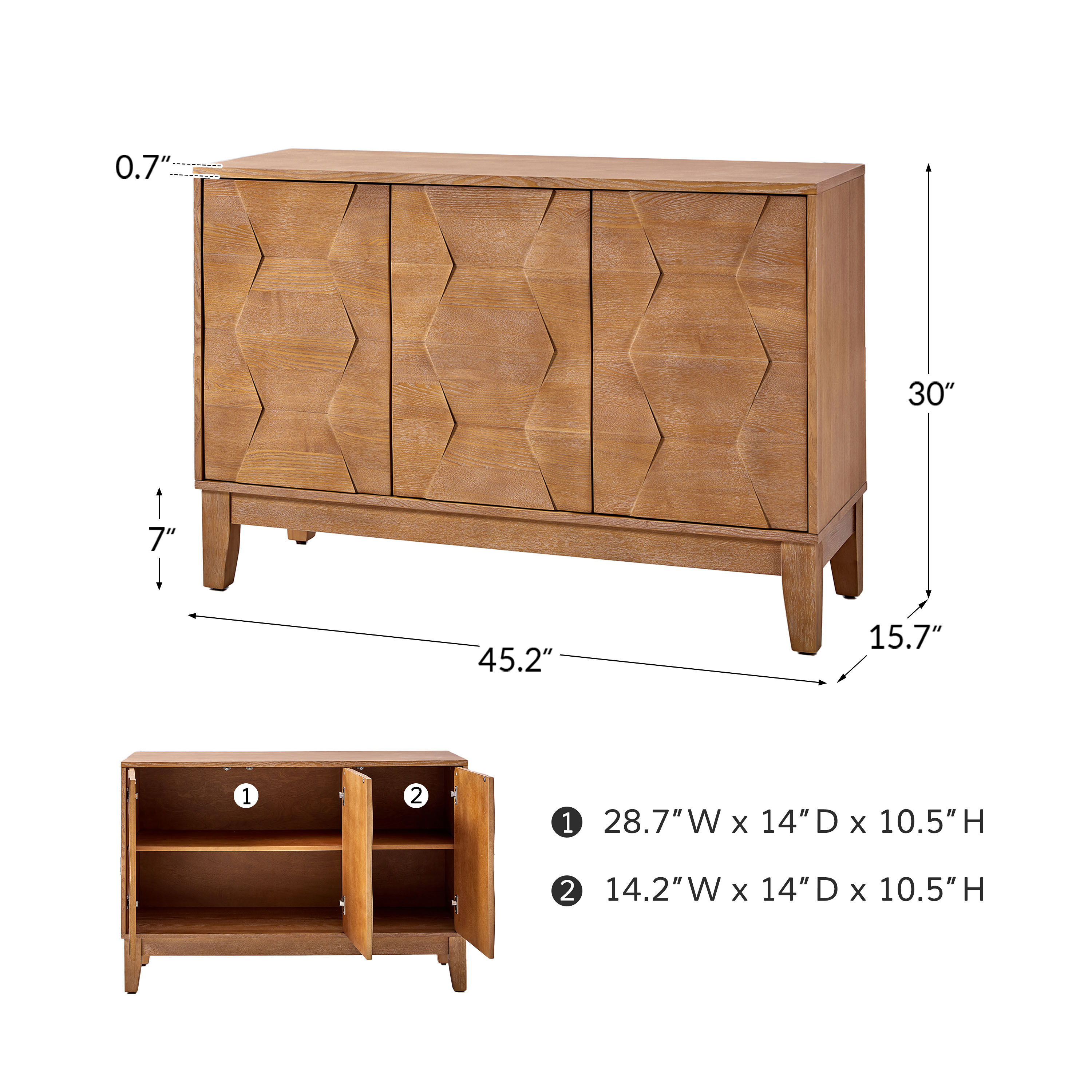 Lillian Walnut Carved Wood Geo Sideboard image number 7