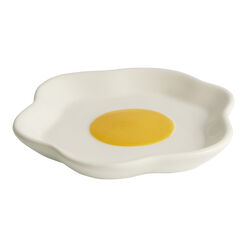 Hand Painted Ceramic Fried Egg Figural Spoon Rest