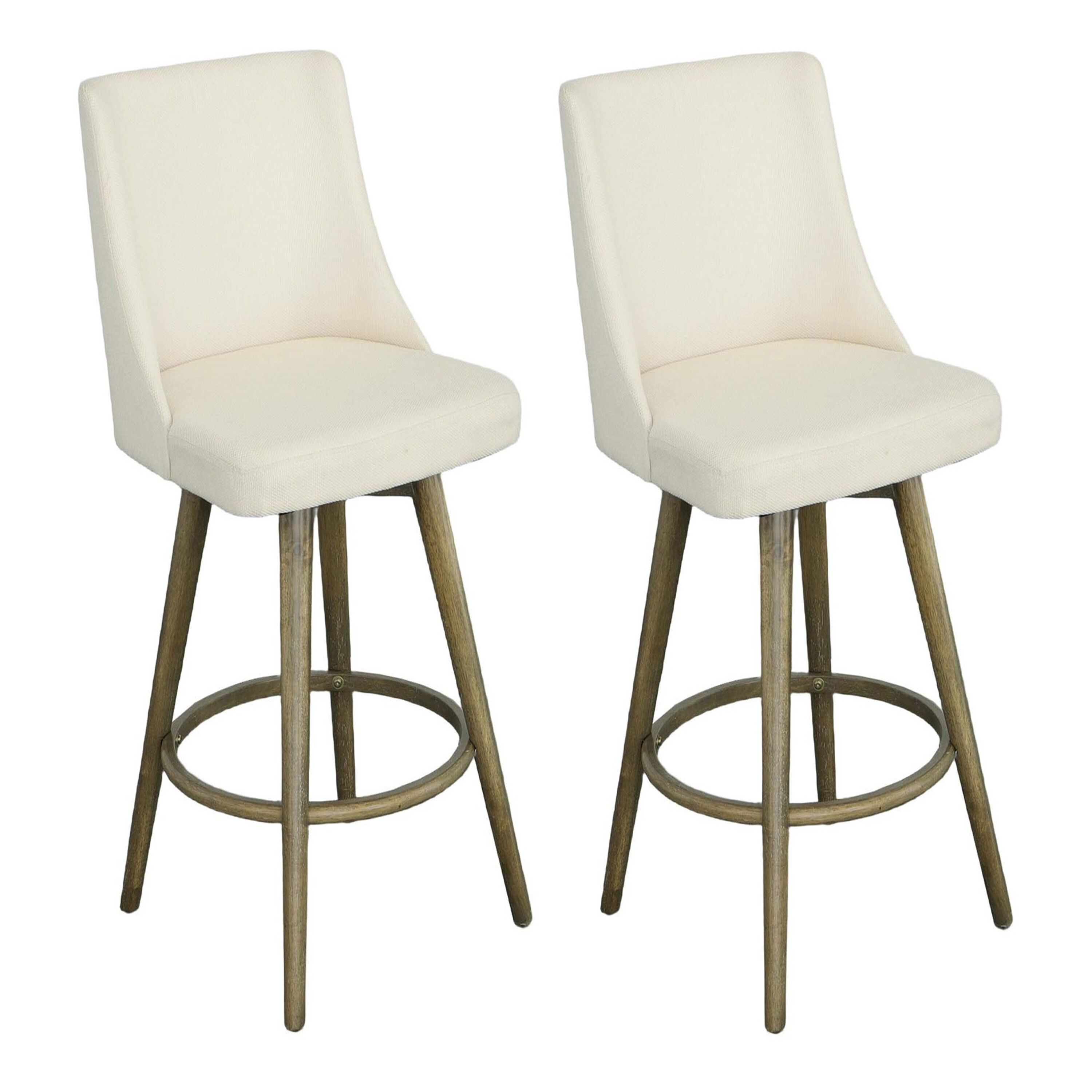 Morley Alabaster Upholstered Swivel Barstool 2 Piece Set image number 3