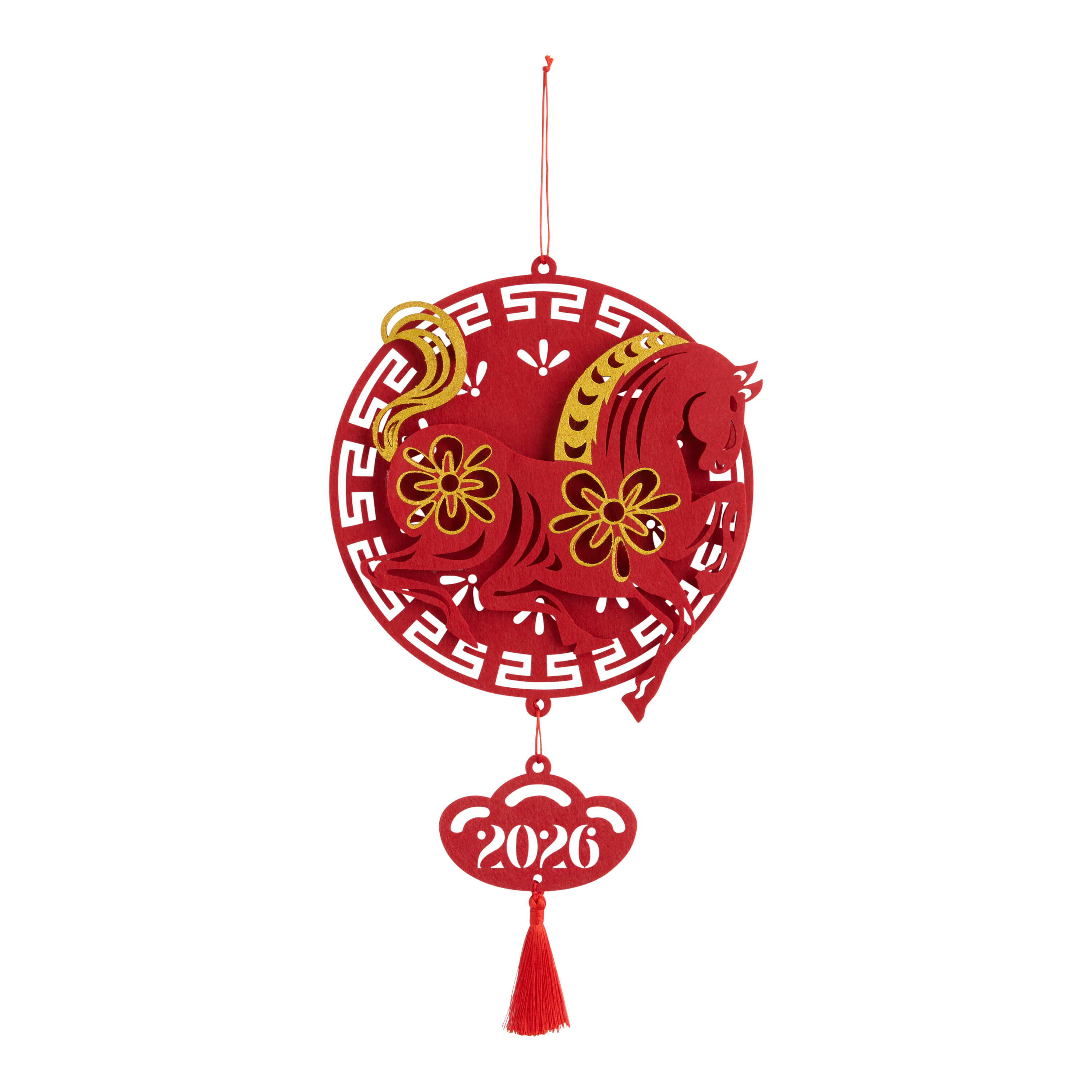 Red Felt Lunar New Year 2026 Horse Hanging Decor