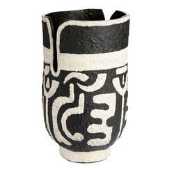 Black And Ivory Painted Ecomix Cylindrical Vase