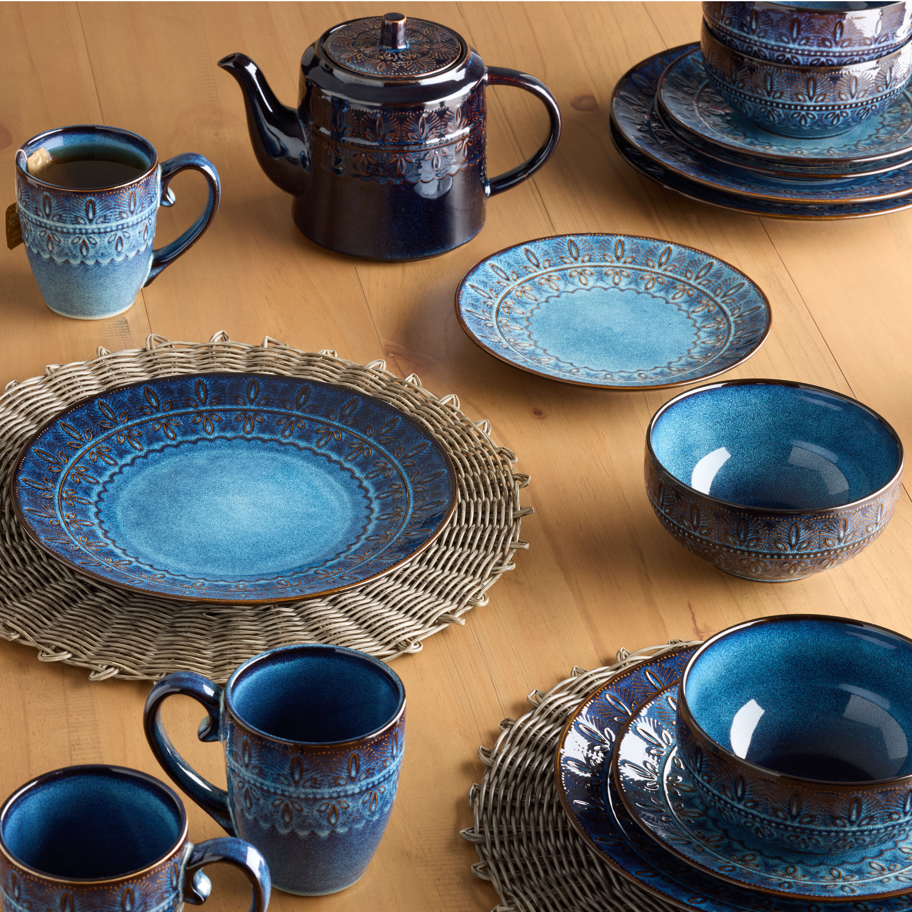 Willow Indigo Blue Embossed Dinnerware Collection World Market