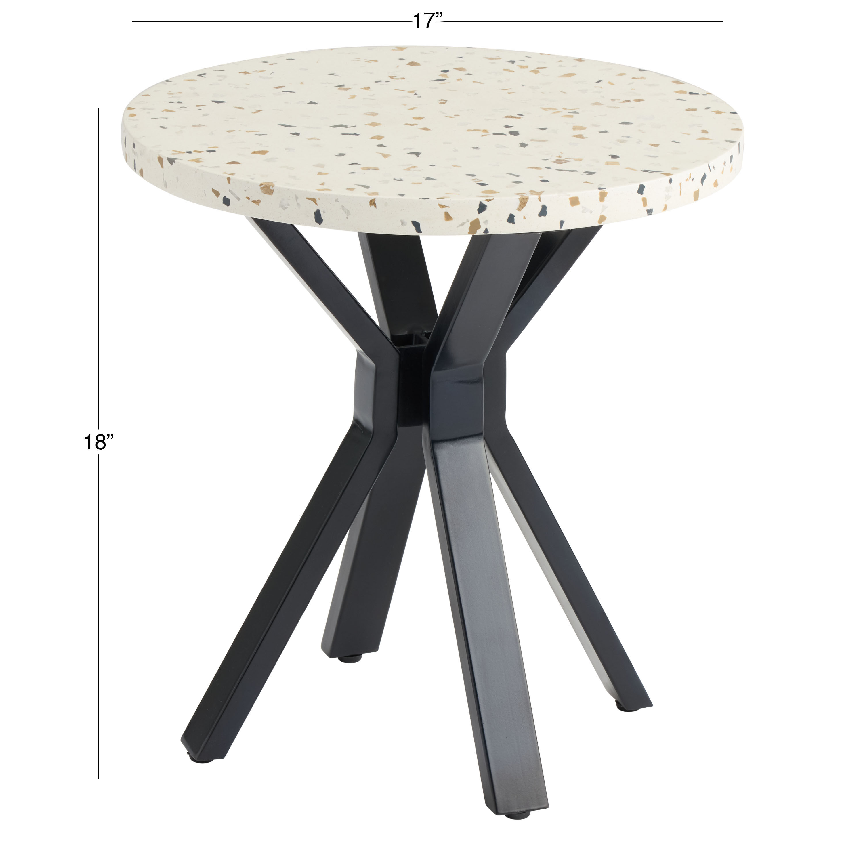 Paloma Round Terrazzo Top and Black Metal Outdoor Side Table image number 4