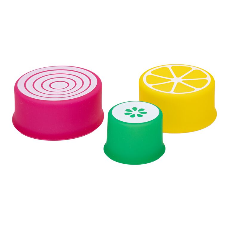Joie Stretch Silicone Seals, Variety Pack of 3 Reusable Silicone Food Covers  in Assorted Colors 