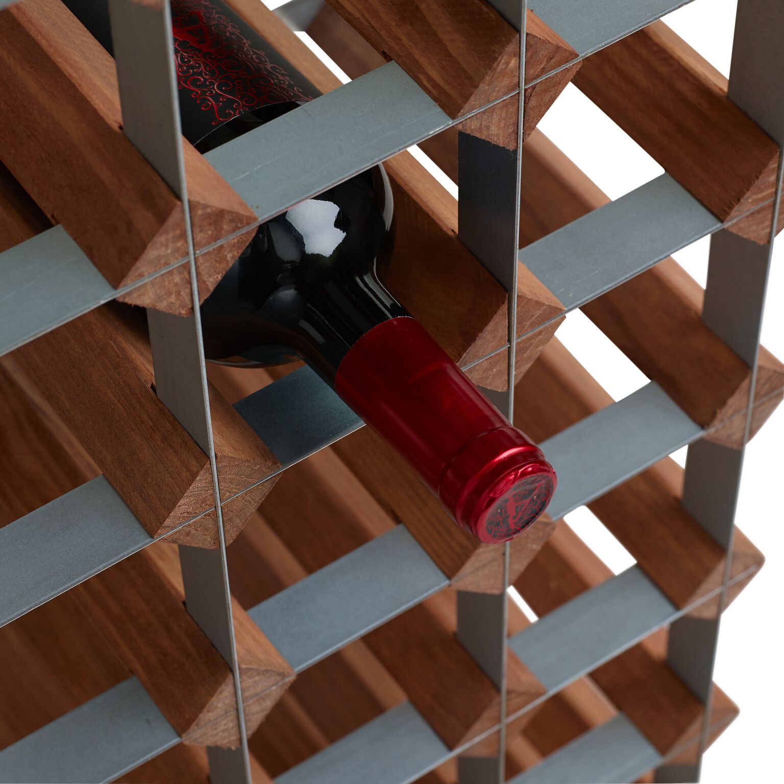 Wood and Metal 28 Bottle Industrial Wine Rack - World Market