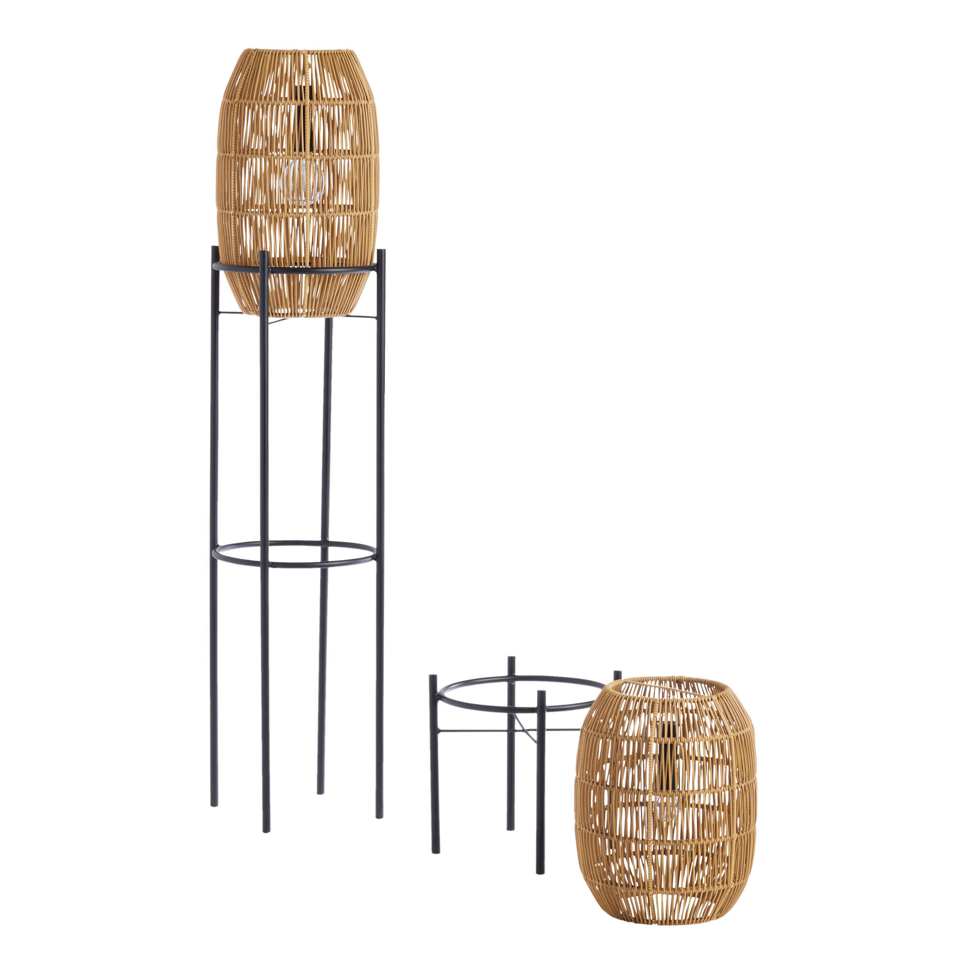 Faux Wicker Rechargeable LED Floor Lamp With Metal Stand image number 3