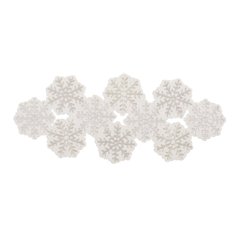 Silver Beaded Snowflake Table Linen Collection - World Market