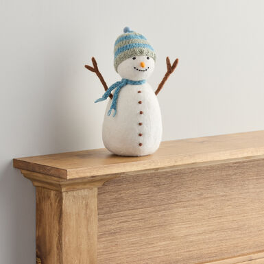 Wool Snowman with Knit Cap Decor Wool Snowman with Knit Cap Decor