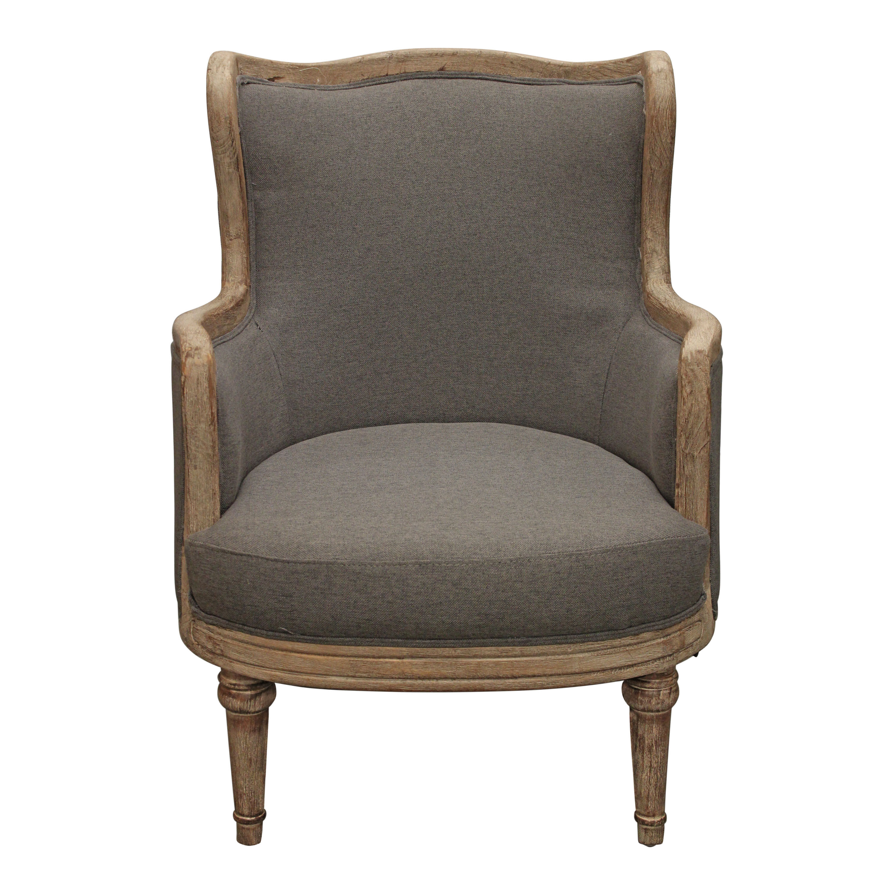 Beaumont Charcoal Gray Linen and Wood Upholstered Chair World Market